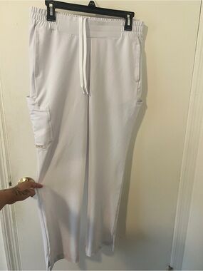 Grey's Anatomy White Cargo Scrub Pants with Drawstring Waist
